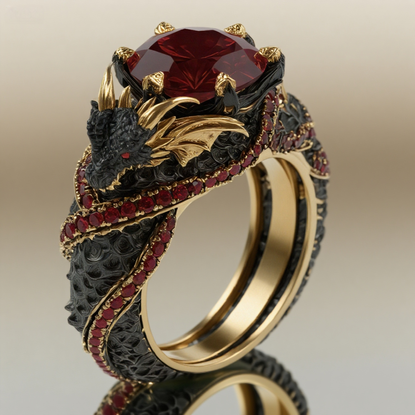 The Dragon's Ascent Collection | Gold-Plated Sterling Silver Ring One Karat