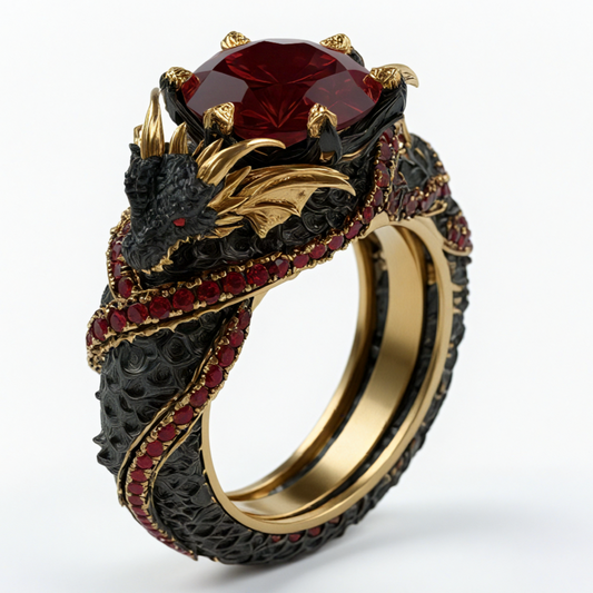 The Dragon's Ascent Collection | Gold-Plated Sterling Silver Ring One Karat